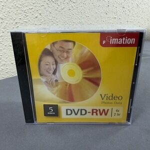 DVD-RW New Sealed Imation Video Data 4x 2 HR (5-Pack Jewel Cases)